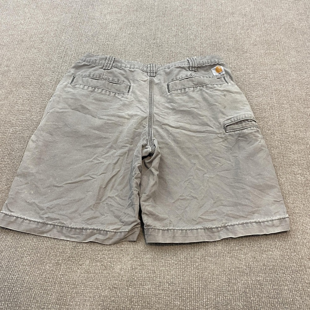Carhartt Shorts Mens 33 Gray Relaxed Fit Canvas 9 In Inseam Distressed Grunge